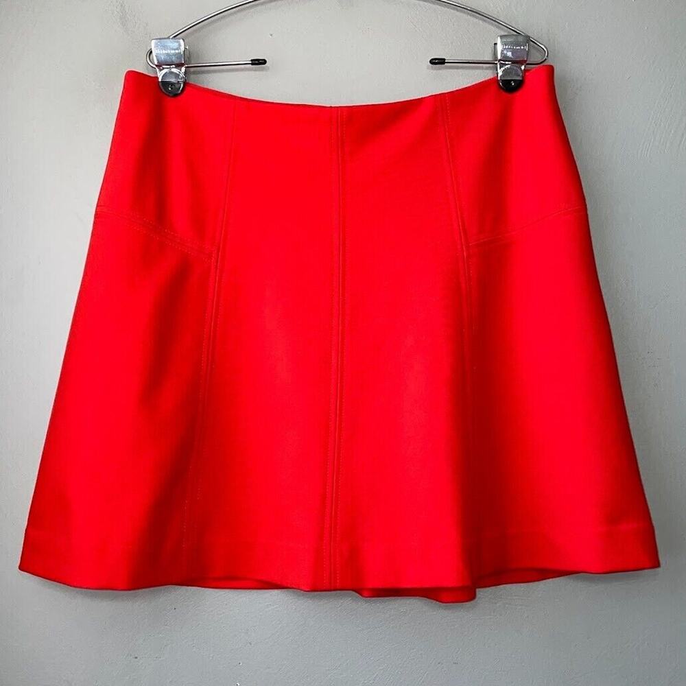 LOFT Mini Skirt Size 12 Bright Orange Ponte Knit Skater Dopamine Rave Festival